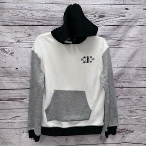 Colorblock Hoodie - Black, White, and Gray
